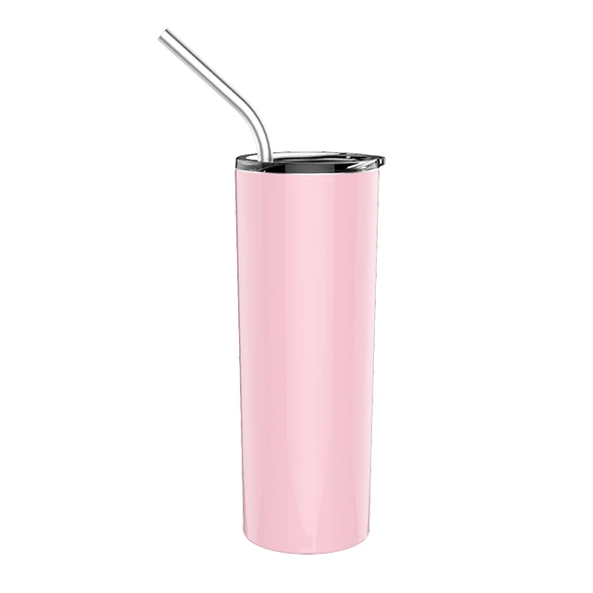 

Skinny Tumbler with Straw and Lid Double Insulated Stainless Steel Motivational Mug Tumbler Cups, Any color as pms