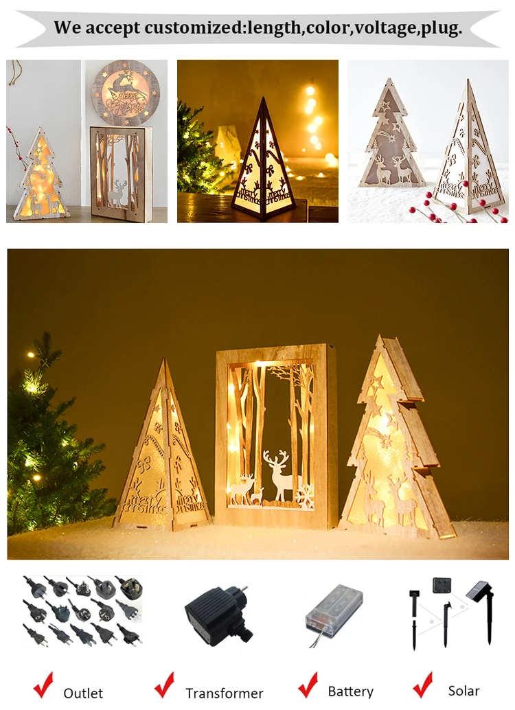 LED Christmas light  wooden Photo Picture Frame 3D shadow box mood light