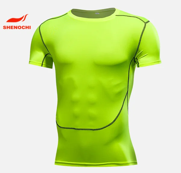 High quality lycra gym shirt men wholesale compression shirts