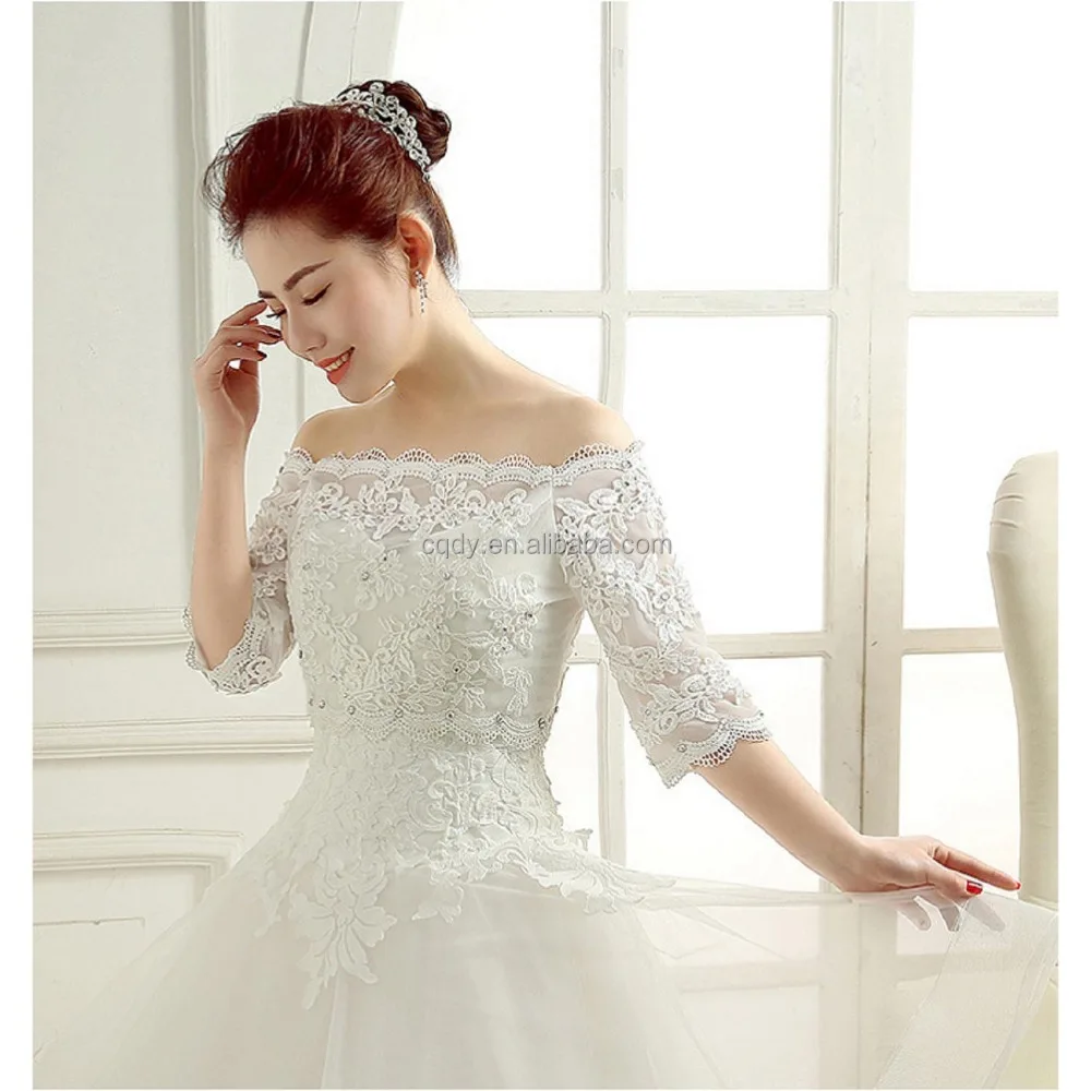 Summer Sheer Lace Appliques Wrap Half Sleeves Off The Shoulder