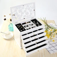 

Girls Jewelry Box Wooden Case 6 Layer Organizer White