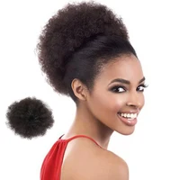 

Synthetic Hair Ponytail Short Afro Kinky Curly Wrap Drawstring Puff Ponytail Hair Extensions Wig With Clips