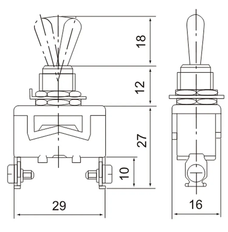 China CNTD 2 Position 12mm Mounting Hole 15A 250V Spring Return Waterproof ON-ON Toggle Switch SPDT C5R12B
