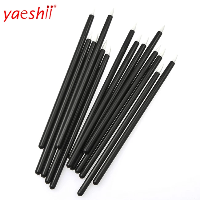 

yaeshi Beauty Tools Disposable Micro Brush Makeup Eyeliner Brush Wands, Black handle+white tip