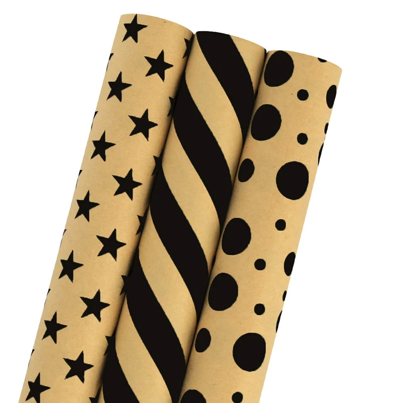 Premium Quality Black Pattern Printing Kraft Paper Wrapping Paper Roll Buy Wrapping Paper Roll