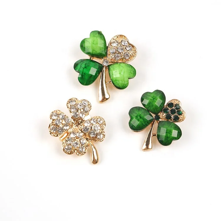 

Custom Gifts Fashion Womens Brooch Wedding Clover Brooches, Bronze, silver, customized color available