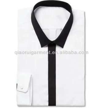 camisa blanca con cuello negro