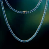 KRKC&CO Hip Hop Jewelry Wholesale for Men 4mm 24 inch Blue Tennis Chain 5A CZ Iced Out 14K Gold Plated Tennis Chain Necklace