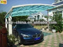 Strong waterproof aluminium car cover for car parking with polycarbonate roof