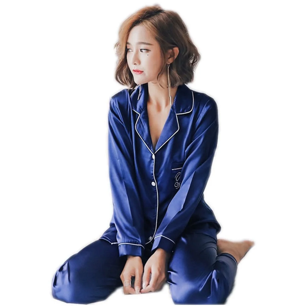 

Wholesale Women Long Sleeve no MOQ 100% silk pajamas, Green;pink;grey;blue