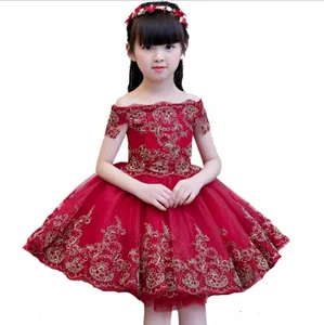 Princess dress kids evening dress fluffy kids  wedding girl flower  dress 2019 new style