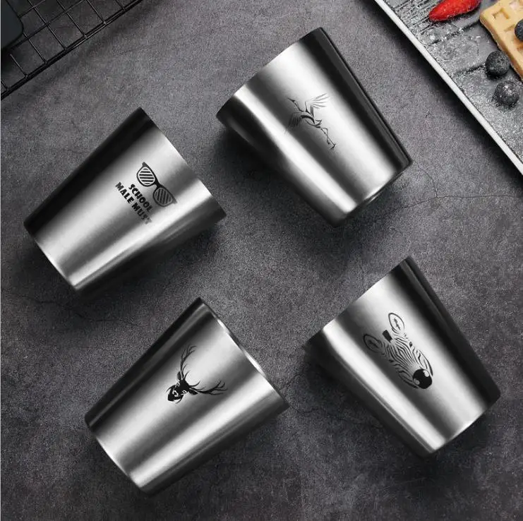 

Wholesale Unbreakable Stainless Steel Cup Double Wall 304SS Beer Mug 300ML Drinking Water Cup, Silver