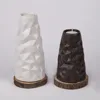 Wholesale cheap tea light ceramic candle holder with diamond embossed pattern
