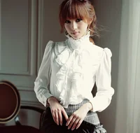 

zm40537b fashion new models women chiffon blouses beautiful lacy collar shirt