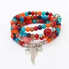 Multi Layer Natural Red Ruby Jade Gemstone Round Beads Bracelet