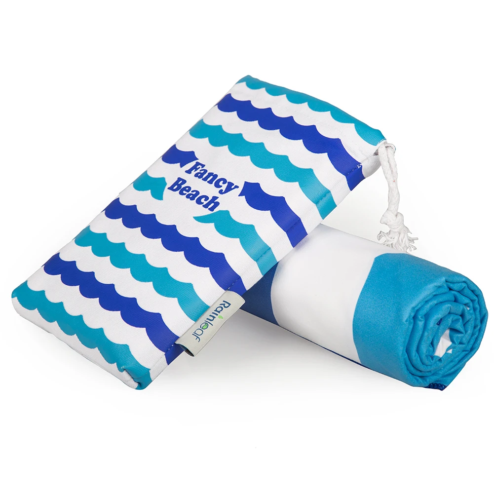 Super Absorbent Printed Microfiber Stripe Beach Towel With Print Cotton