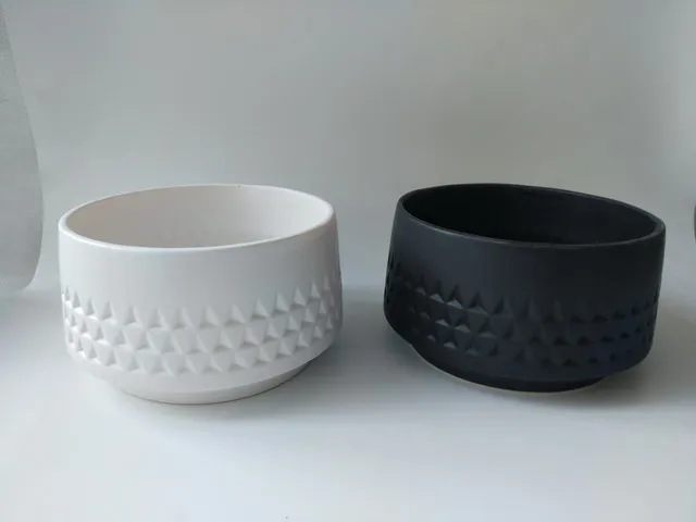 White and black Ceramic pot vase carving for home decoration