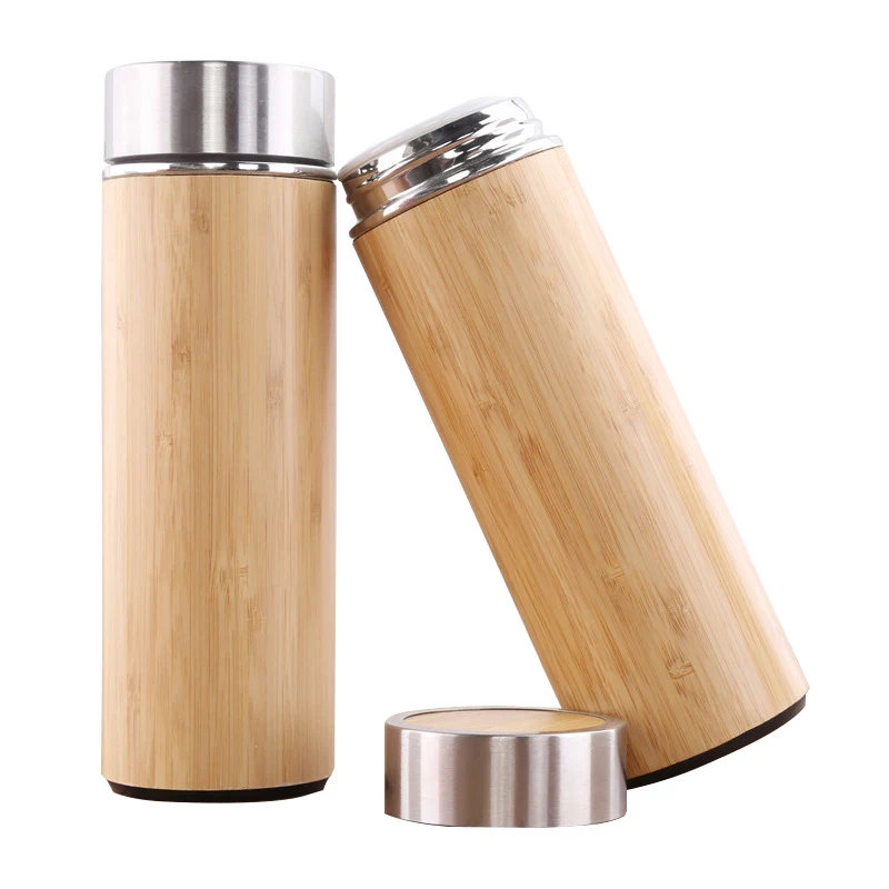 

Original Bamboo Stainless Steel Bottle Coffee Mug Insulated Bamboo Travel Tumbler Eco-friendly Tea Cup flask, Natural color