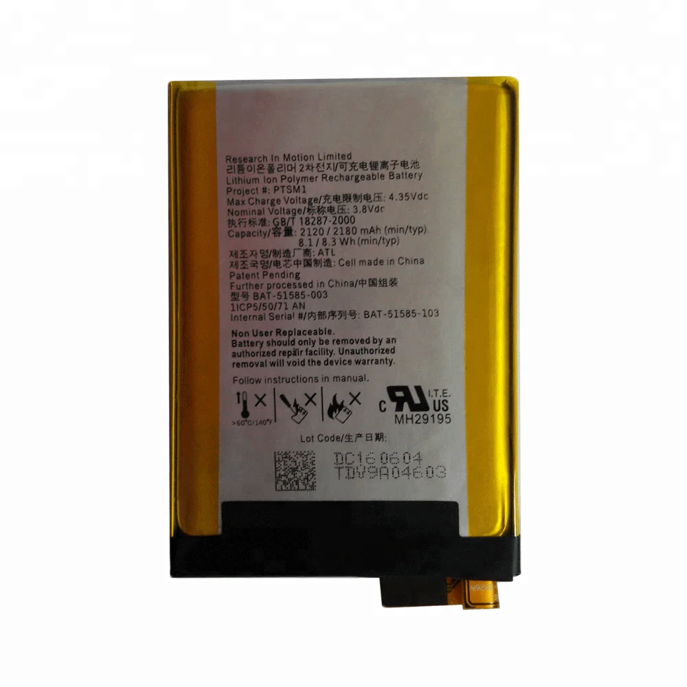 

China Battery Manufacturer For BlackBerry Q5 Original Battery 0 Not Charging, Black&silver