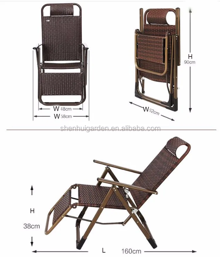 Poolside Lounger Folding Beach Chair Rattan Lying Bed Buy ...
