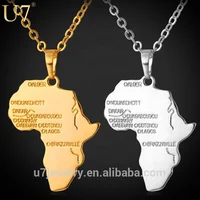 

U7 18K Gold Plated Rose Gold Women Men African Map Jewelry Africa Necklace