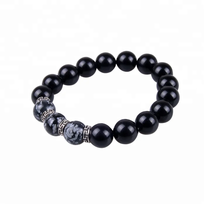 

12mm natural obsidian beads bracelet for men, Find the photo