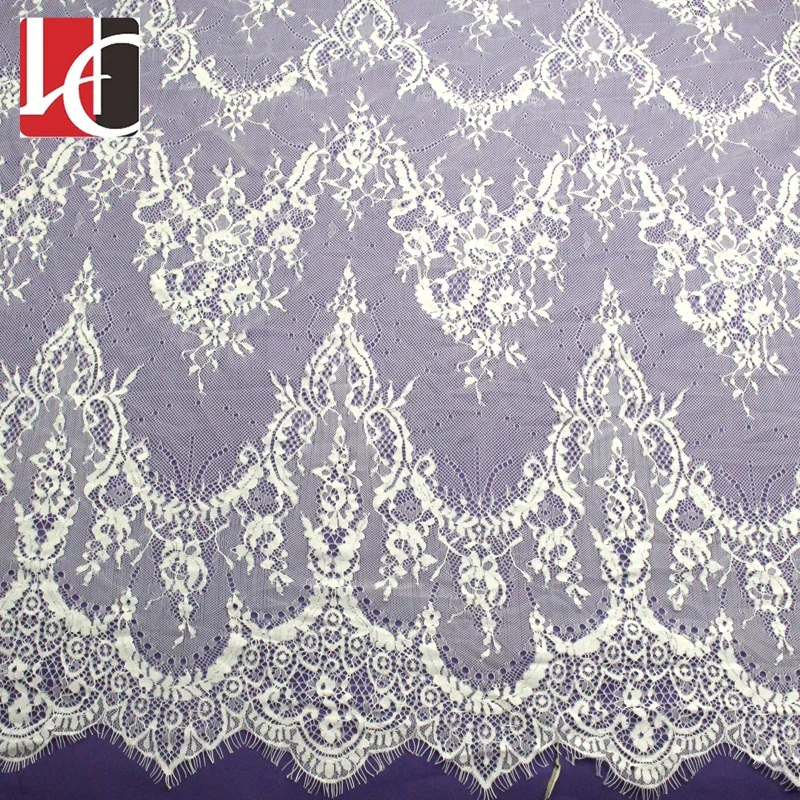 

HC-5256 New trending french eyelash fabric lace curtains, Beige;white;black