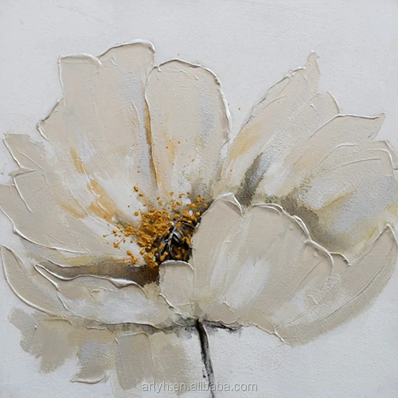 Wholesale Handmade Abstract White Flower Painting On Wall - Buy White ...