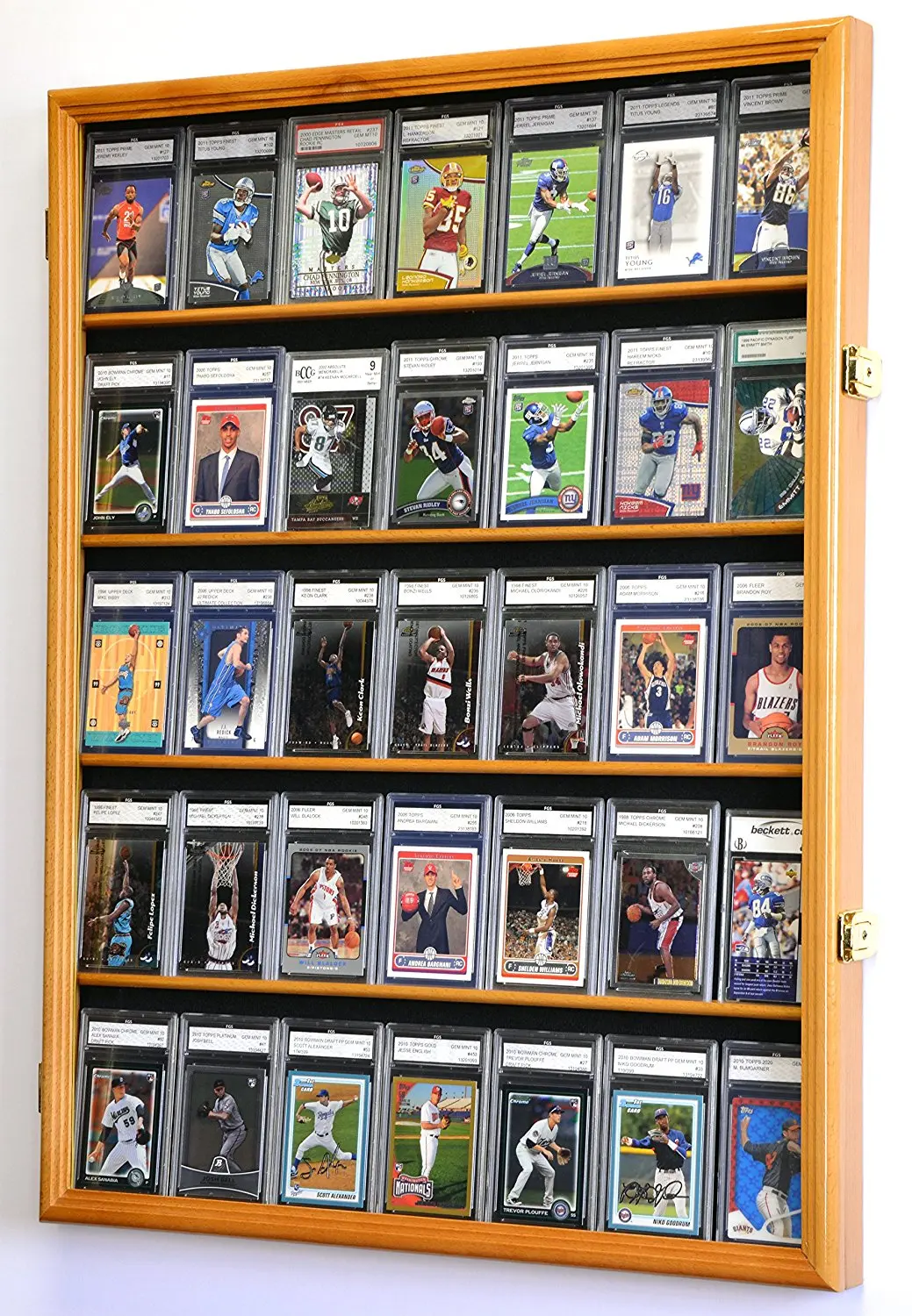 Buy Lockable 36 Graded Card Display Case with door, Holds Topps, Buckett, PSA Football, baseball ...