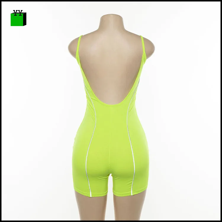 Noble high street fashion high waist polyester elastic short tight backless sexy gym sleeveless snake print jumpsuit one piece