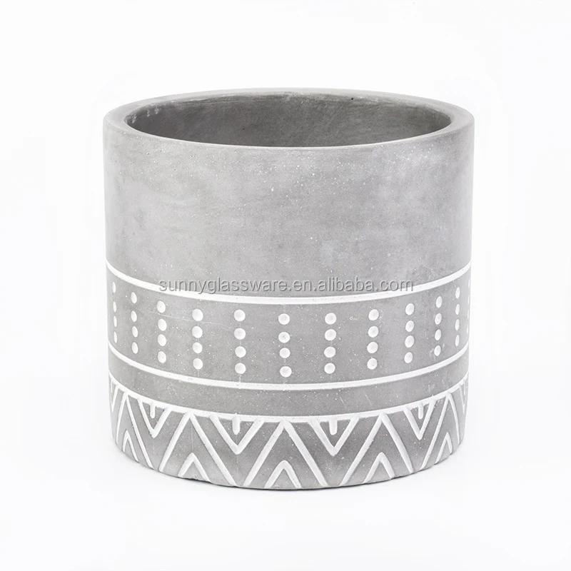 cylinder gray concrete candle jars with logo
