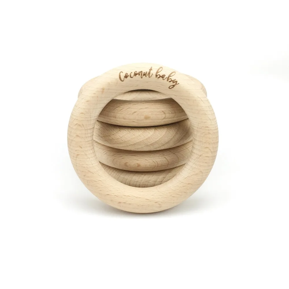 
Custom Private Label 50mm Organic Maple Wooden Ring Hanging Accessories Toys Bayby Teething Play Gym Stroller 