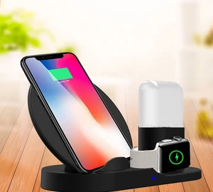 Qi 10W 3 1 Wireless Charging Stand Phone Watch & Earphones