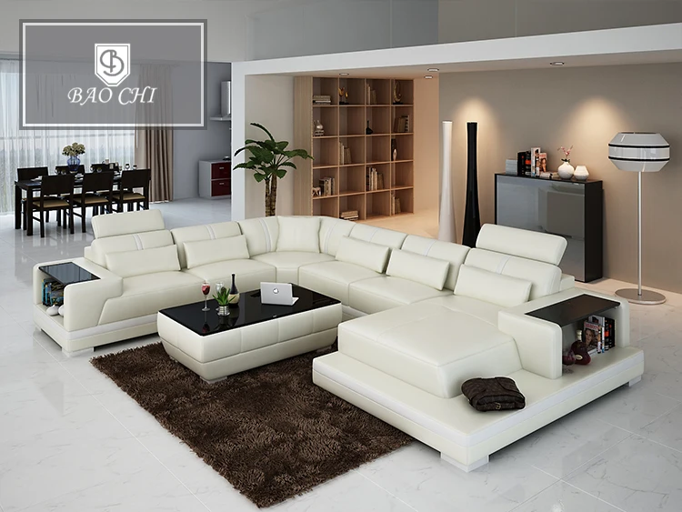 Low Cost Luxury Living Room Storage Furniture U Shape Sofa Bed Set