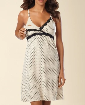 Cotton Maternity Nightdress Women's O-Neck Short Sleeve Nursing Breastfeeding Nightgown Sleep 