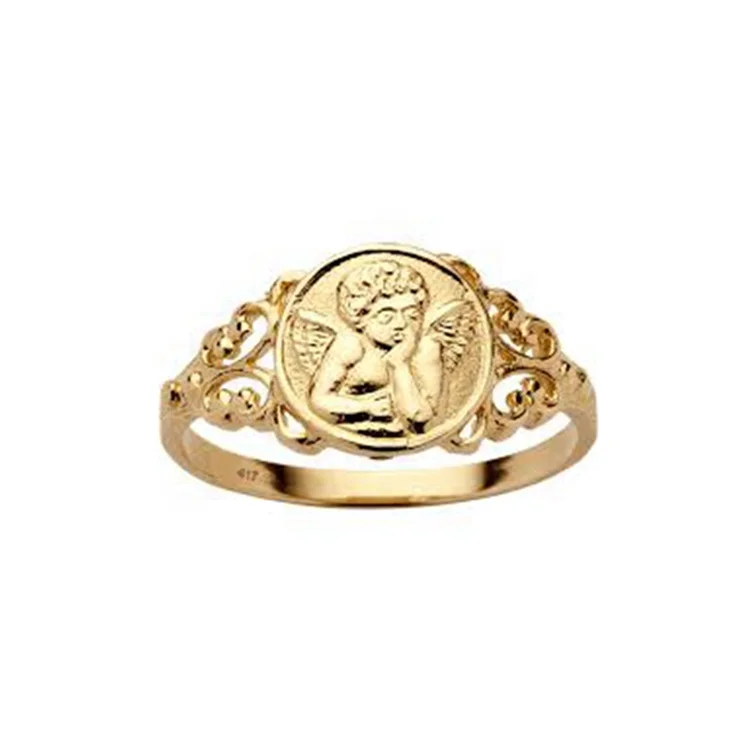 

Antique Signet Gold Fashion Angel Ring For Women, Gold, rose gold, steel, black