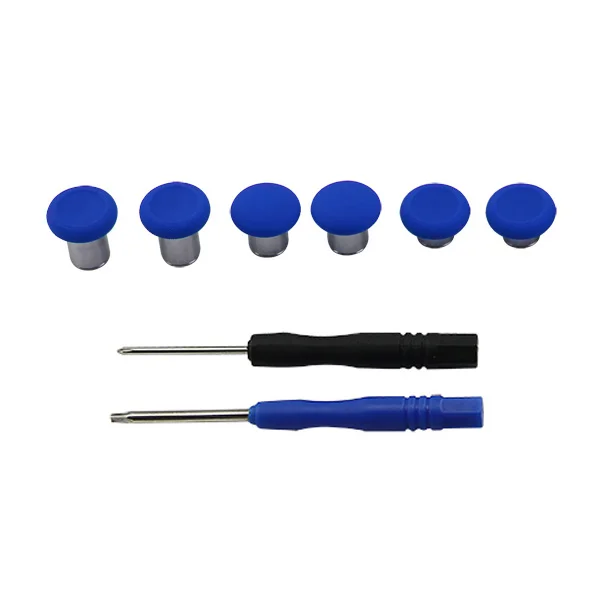 

PP Packing Blue Color 6 Pcs Swap Metal Magnetic Thumbsticks for PS4/Xbox One/Xbox One Elite Controller Button Set
