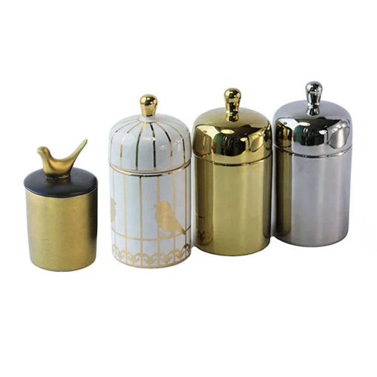 Various Style Recycled Black Ceramic Candle Jars With Lid For Candle