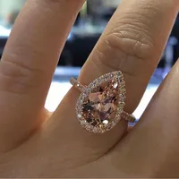 

Luxury rose gold color ring champagne CZ wedding engagement ring for women