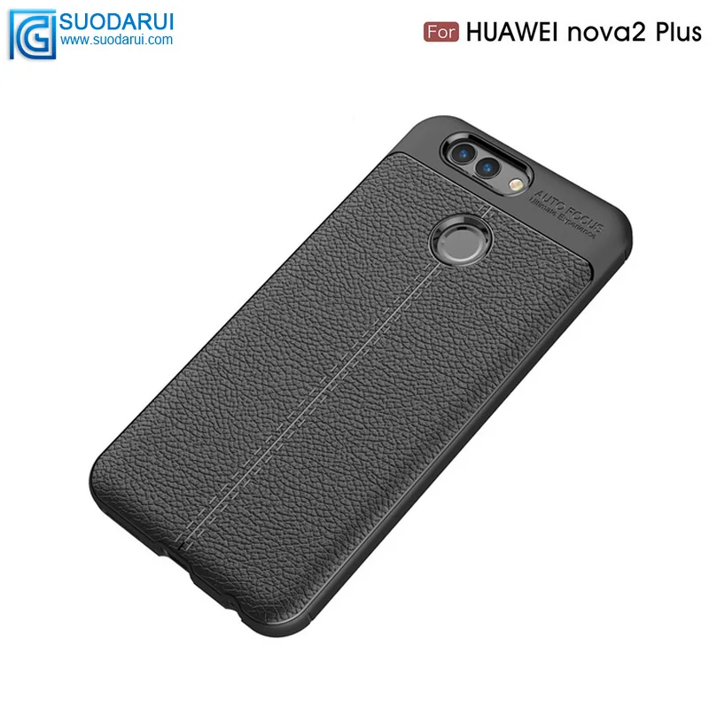 Shockproof Case Soft tpu case For huawei Nova2 plus Cover Litchi pattern