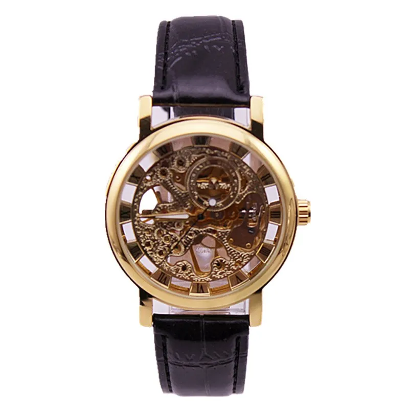 

Hot sales men's winner mechanical watches genuine leather band manual mechanical watches new designer skeleton watches