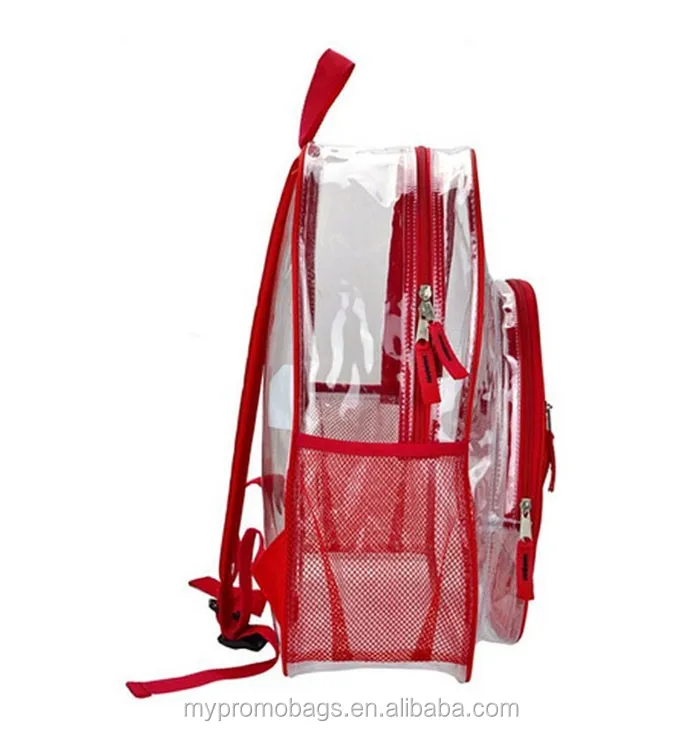 Wholesale School Children Transparent Clear Pvc Backpack Girls Red