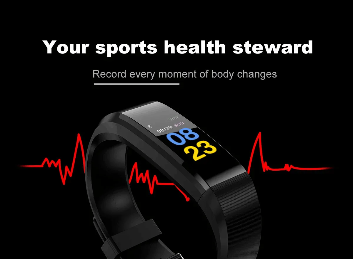 Hot sale support blood pressure heart rate for smart android mobile phone 115 plus smart watch bracelet