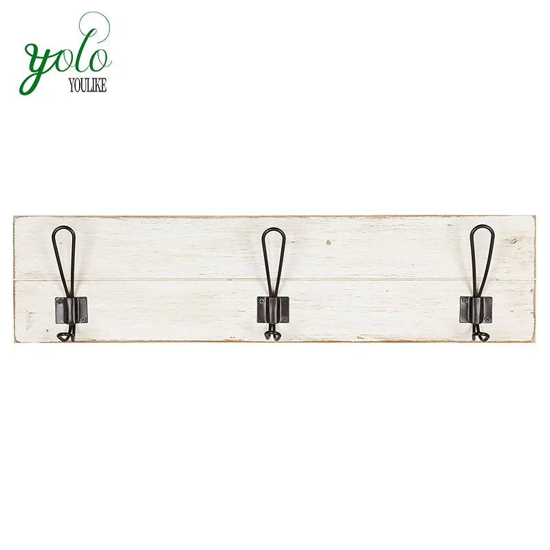 White Wall Mounted Rustic Wooden Coat Rack Shelf With 3 Metal Rustic Wooden Coat Rack Shelf