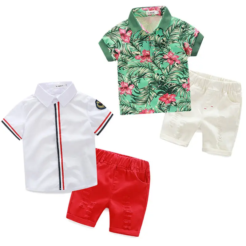 

GC037A 2pcs t-shirt summer children boy clothing set manufacturers in China