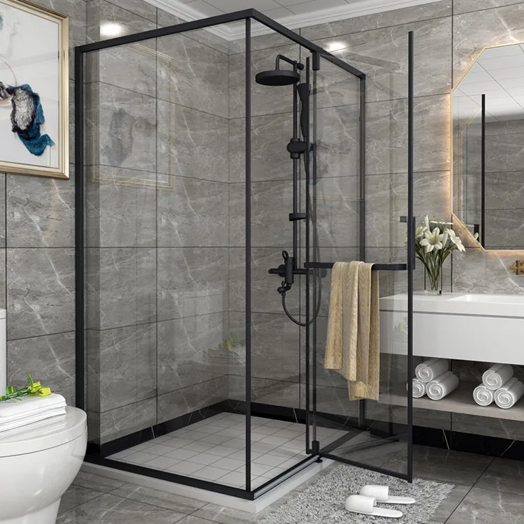 Black Corner Bathroom Glass Shower Cubicle S5027l Buy Bathroom Glass