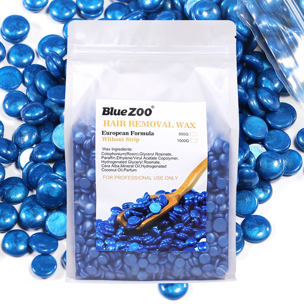 

BlueZOO European Formula without Strip Professional Painless Hair Removal Shimmer Hard Wax Beans -1000g, 4 colors