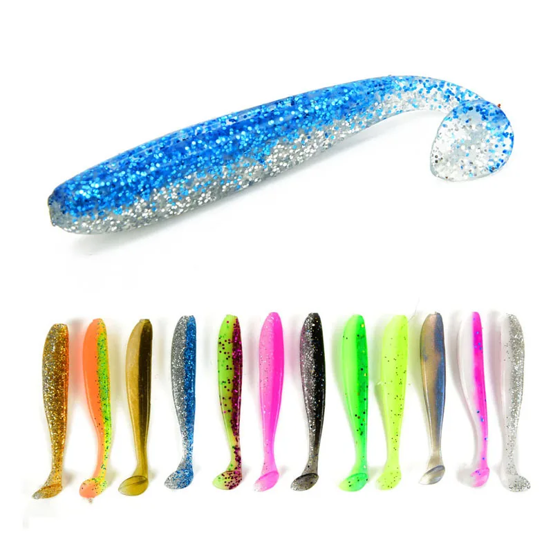 

Free sample pike trout worm artificial plastic bait fishing lure top water bite minnow soft lure, 12 colors