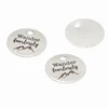 Black laser engrave 'Wander Fearlessly Mountains' message wholesale stainless steel mountain charms for jewelry making finding