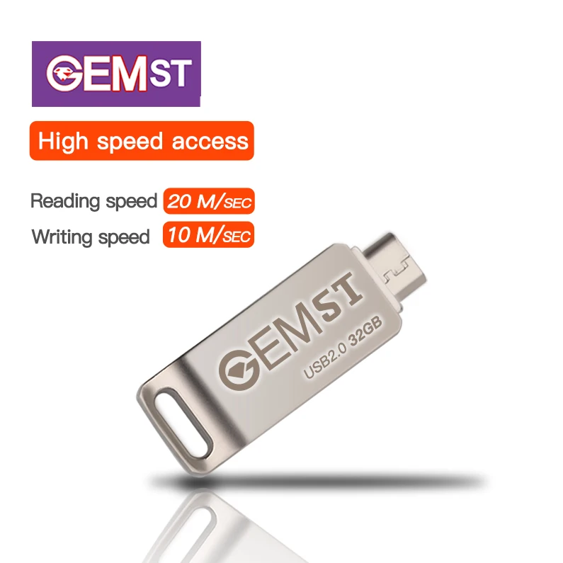 

GemST Metallic OTG usb flash drive mini swivel 32GB factory customized wholesale for Android micro USB